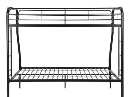 Modern Twin Over Full Metal Bunk Bed With Trundle And Dual Side Ladder And Metal Design - Black / Brown
