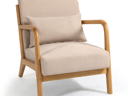 Leisure Chair With Solid Wood Armrest And Feet, Mid-Century Modern Accent Sofa, 1 Seat