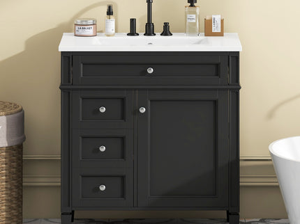 Bathroom Vanity With Top Sink, Storage Cabinet With 2 Drawers, Tip Out Drawer