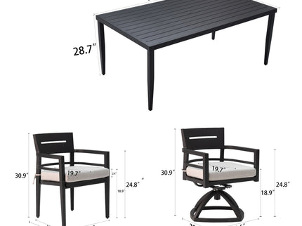 Outdoor Modern Dining Set, Chairs Sunbrella Cushioned And Dining Table With Umbrella Hole