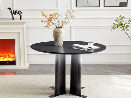 Round Dining Table With Cross Base, Modern Home Furniture