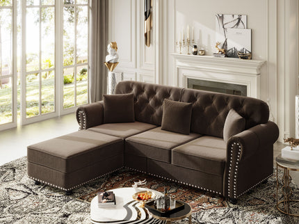 Upholstered 3 Seater Sofa Set With Ottoman