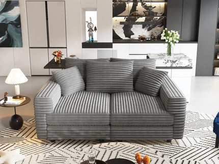 Convertible Deep Seat Sofa With Soft Pillows And Ottomans