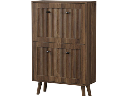 Shoe Cabinet, Upright Storage Unit - Walnut