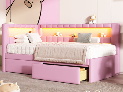 Upholstered Platform Bed With USB Ports And LED Belt