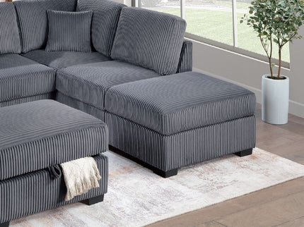 3 Piece Sectional Sofa With Reversible Chaise And USB Storage Ottoman