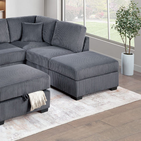 3 Piece Sectional Sofa With Reversible Chaise And USB Storage Ottoman