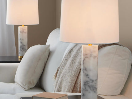 Marabella - Contemporary Marble Table Lamp (Set of 2) - Brass / White