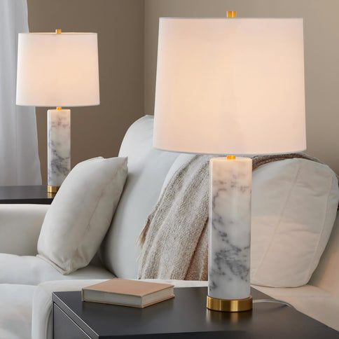 Marabella - Contemporary Marble Table Lamp (Set of 2) - Brass / White