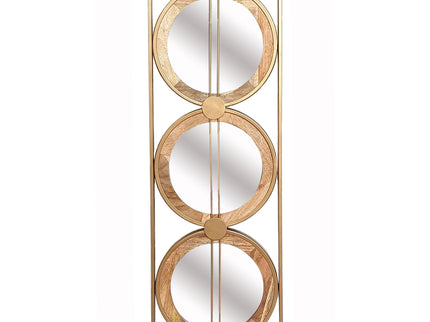 3 Mirror Piece Wall Mirror InRectangular Frame, Home Wall Decor For Bedroom Living Room - Brown