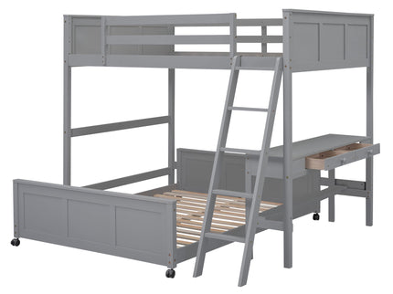 Full Over Full Bunk Bed With Desk