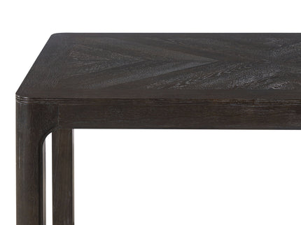 Rectangular Dining Table With Parquet Top, Rounded Corners