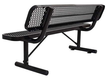 6' Outdoor Steel Bench With Backrest