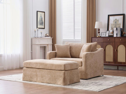 Accent Chair With Ottoman, Includes 2 Bolster Pillows