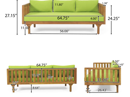 Claremont - 3 Seater Daybed Teak Acacia Wood Water Resistant Cushions