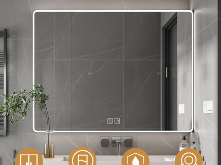 Aluminium Medicine Cabinet Mirror With LED Light And Defogging Function - Gray