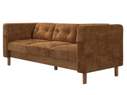 3 Seater Sofa With Square Arms, Tufted Pillow Back For Living Room