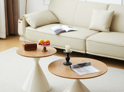 Round Coffee Table - Brown / White