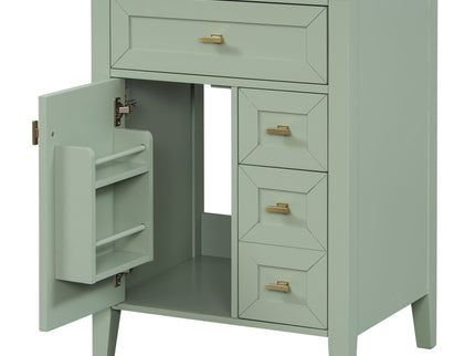 Bathroom Vanity With Sink, 3 Drawers & Cabinet With 2 Tier Door Storage Rack, Soft Close Doors & Drawers