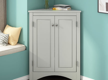 Triangle Bathroom Storage Cabinet With Adjustable Shelves, Freestanding Floor Cabinet For Home Kitchen