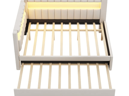 Upholstered Platform Bed With USB Ports And LED Belt