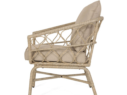 Bruce - Outdoor Club Chair Set With Water Resistant Cushions Rattan And Iron - Brown