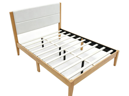 Platform Bed Frame With Upholstered Headboard, Slat Support