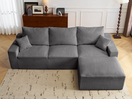 L Shaped Sectional Sofa, Full Compression 3 Seater Cloud Couch With Chaise