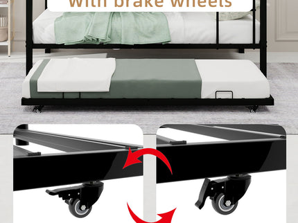 Bunk Bed For Kids, Convertible Frame With Ladders & Guardrail