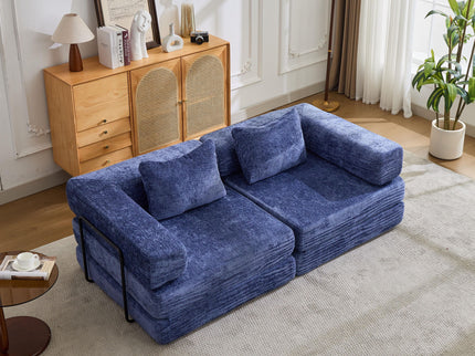 Convertible Floor Sofa Bed With Pillow Back Support Armrest