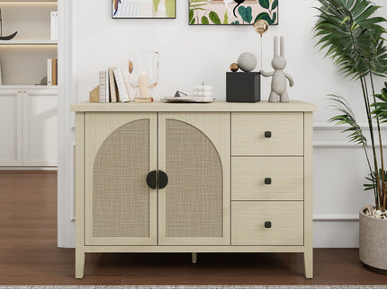 Rattan 2 Door 3 Drawer Cabinet, Suitable For Bedroom - Natural