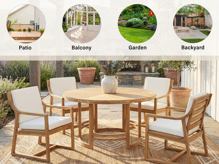 5 Piece Outdoor Dining Set, Patio Table And Chairs With Umbrella Hole