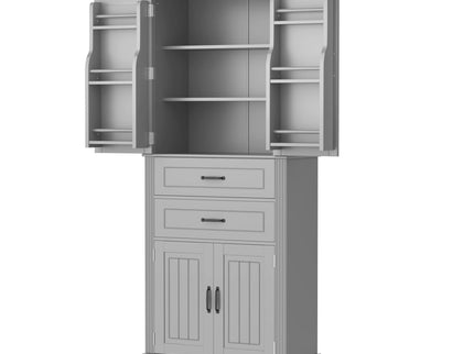 Multi Functional Storage Cabinet With Adjustable Shelves, 2 Drawers, Door Shelves