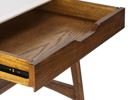 Parker - Desk With Storage Shelf - Off White / Pecan