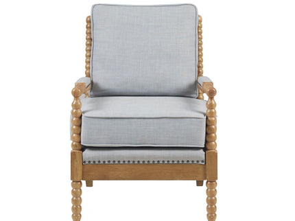 Arm Chair With Open Back Spindle Design, Padded Armrests