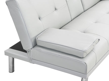 Futon Sofa Bed With Armrest Two Holders Wood Frame, Stainless Leg