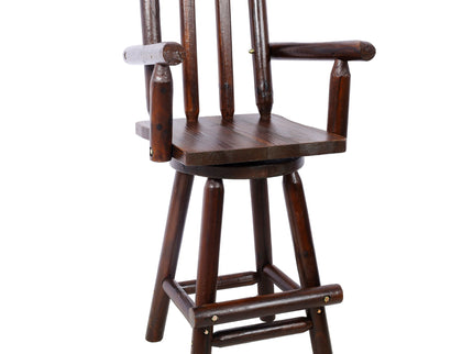 Rustic Bar Stool, Fir Wood Construction, Wide Armrest