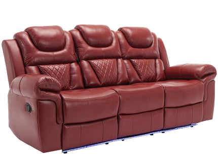 3 Pieces Recliner Sofa Sets Home Theater Seating Manual Recliner Chair With Center Console And LED Light Strip For Living Room