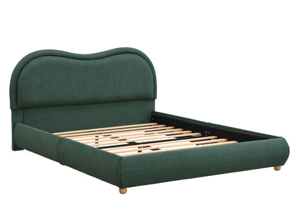 Upholstered Platform Bed Frame With Curved Headboard