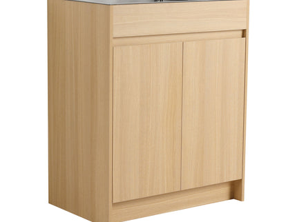 28" Freestanding Bathroom Vanity With Sink, Soft Close Doors - Oak