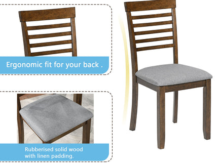 5 Pieces Modern Dining Set, Rectangular Wooden Dining Table With 4 Upholstered Chairs