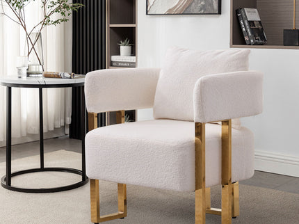 Modern Decorative Chair Teddy Fleece Upholstered And Metal Foot