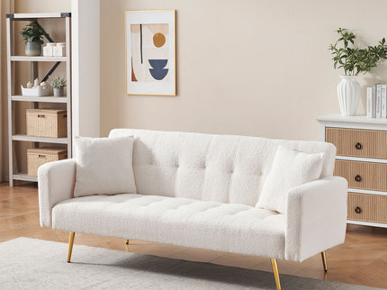 Teddy Fleece Sofa Bed With Luxurious Throw Pillows