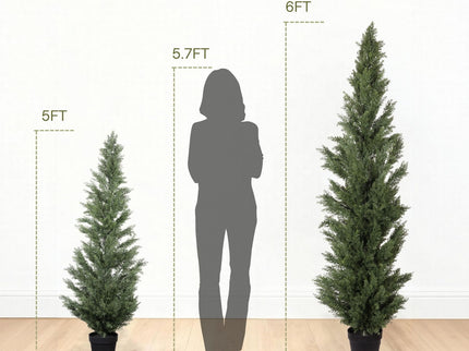 Realistic Artificial Cypress Tree, UV Resistant Indoor / Outdoor Topiary Plant For Decoration - Green Leaves