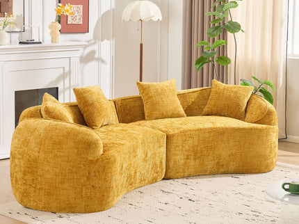 Curved Compressed Sofa, Nordic-Style Design For Living Room