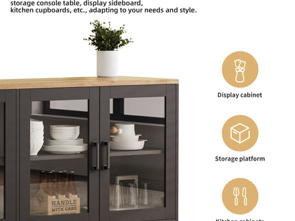 Farmhouse TV Stand With Solid Wood Gourd Shaped Legs For TVs Up To 70"