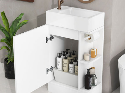 Modern Bathroom Vanity With Sink And 2 Tier Shelf