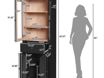 Bathroom Storage Cabinet, Adjustable Shelves & Drawer, Freestanding Tower