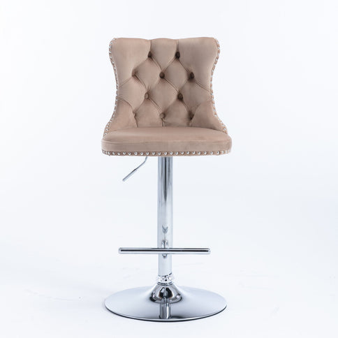 Swivel Barstools Adjusatble Seat Height From 25-33", Modern Upholstered Base Bar Stools With Backs Comfortable Tufted For Home Pub And Kitchen Island (Set of 2)