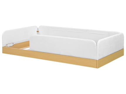 Twin Upholstered Platform Bed With Guardrail And Storage Bags - Natural